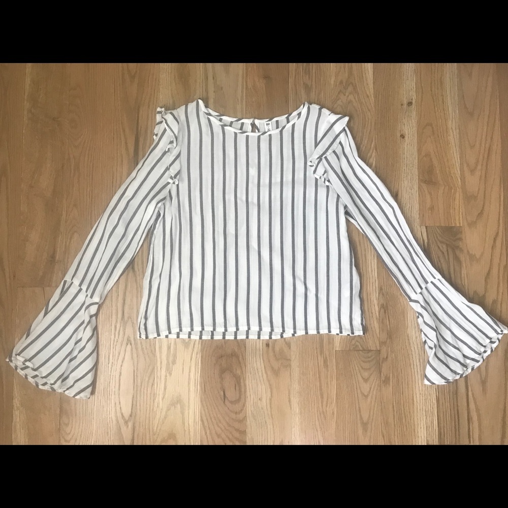 BP Gray striped bell-sleeve shirt